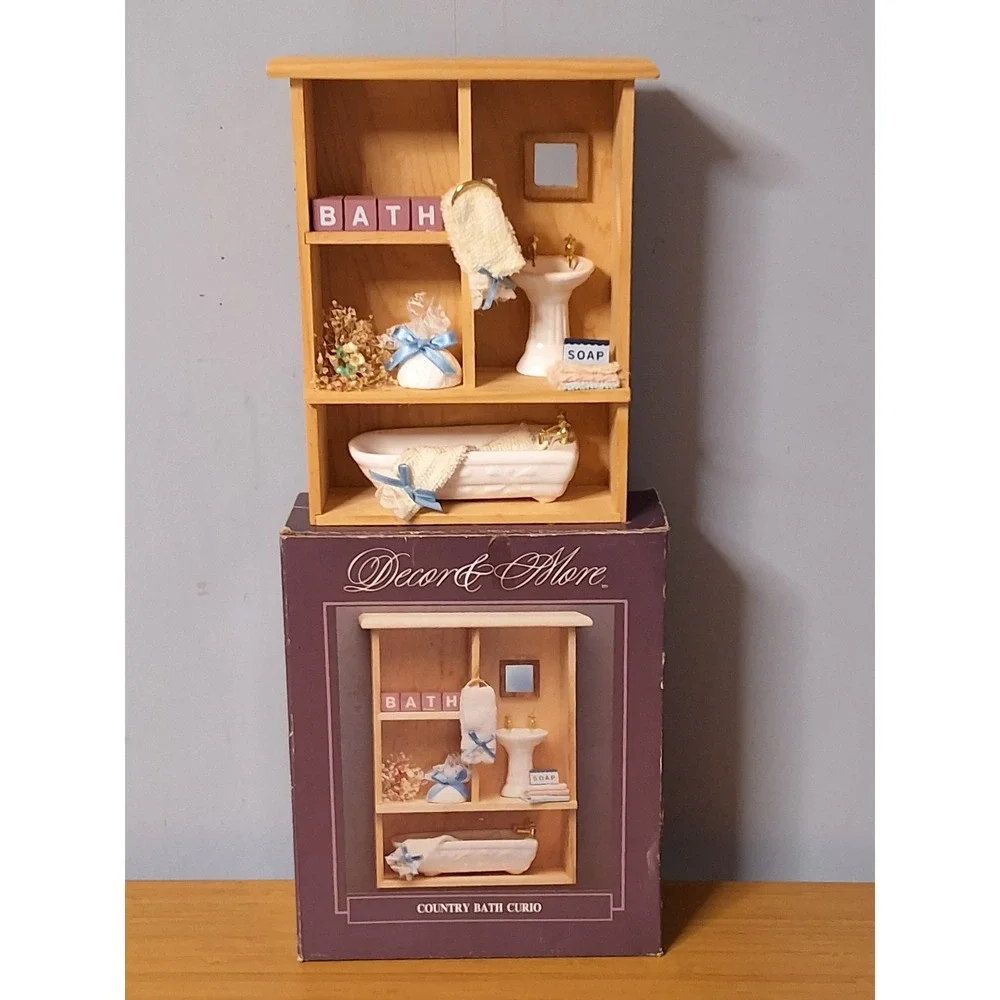 Vintage Decor & More Country Bath Curio Shadow Box Wall Display With Box
